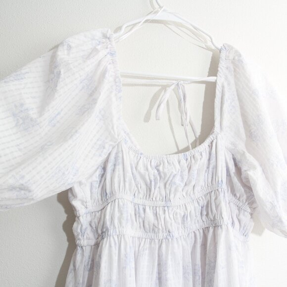 Worth Collective Edda Coastal Midi Dress Light Blue Floral Bump Friendly Medium - Picture 8 of 15